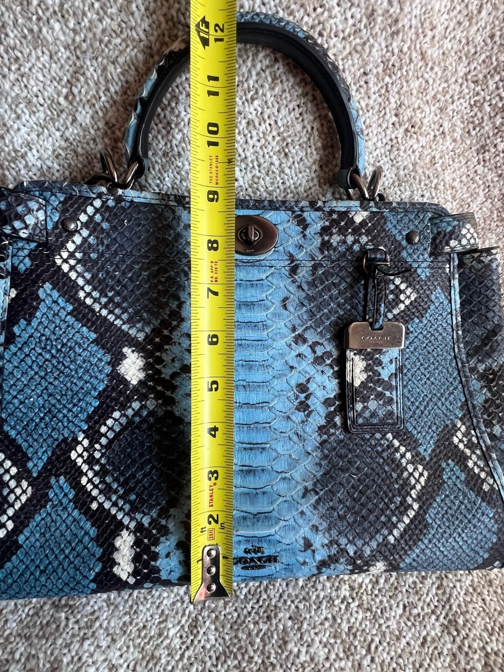 Coach Gramercy Blue Python Satchel - Picture 14 of 16